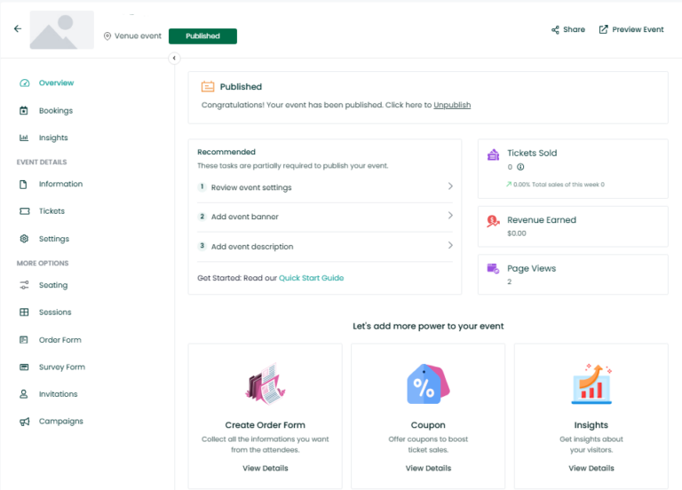 Event settings | EventBookings Help Center
