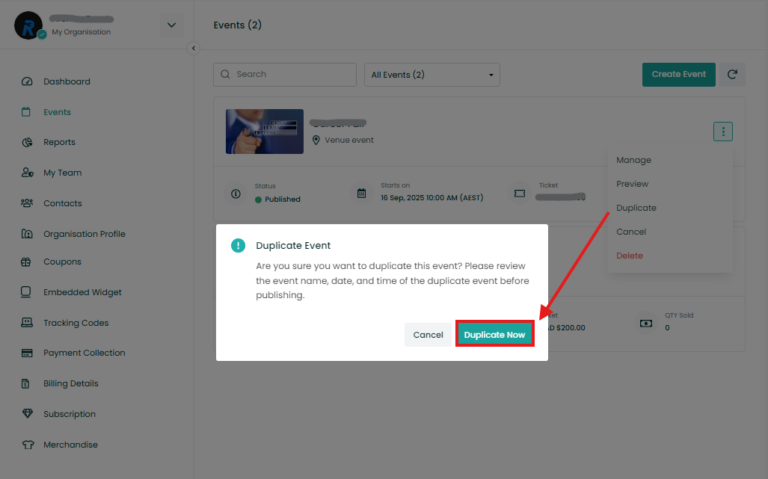 Clone or copy an event | EventBookings Help Center